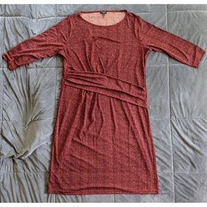 Talbots Brand Red Patterned Midi Dress, Size 1X/XL